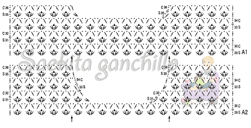 Esquemas A1 y A2 jersey calado ganchillo