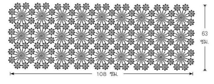 Disposición de las piezas del chal calado de flores