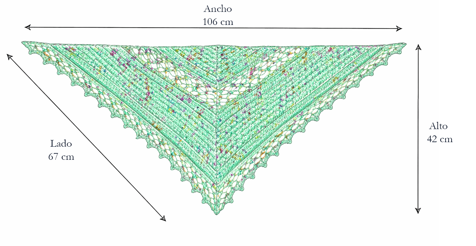 Medidas de la Bandana Sendeiros do Caurel: 106 cm de ancho, 42 cm de alto y 67 cm de lado